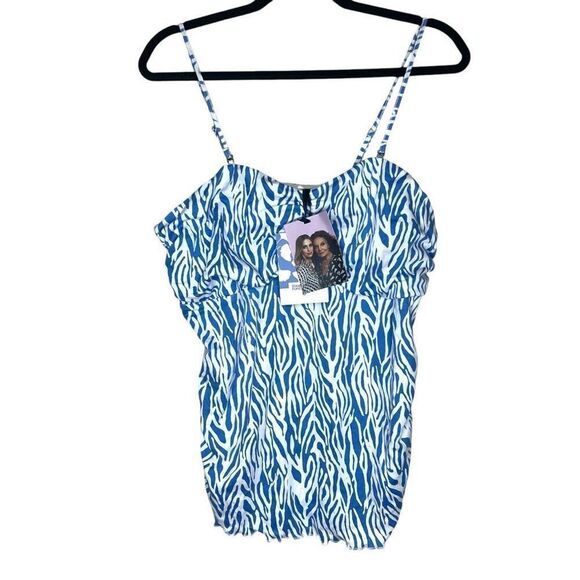 NEW Diane Von Furstenburg x Target Sea Twig Blue and White Tube Top XL - Picture 4 of 12